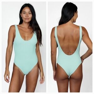Mai Deluxe Bonita Bodysuit Swimsuit Ribbed Mint Green Made in Bali